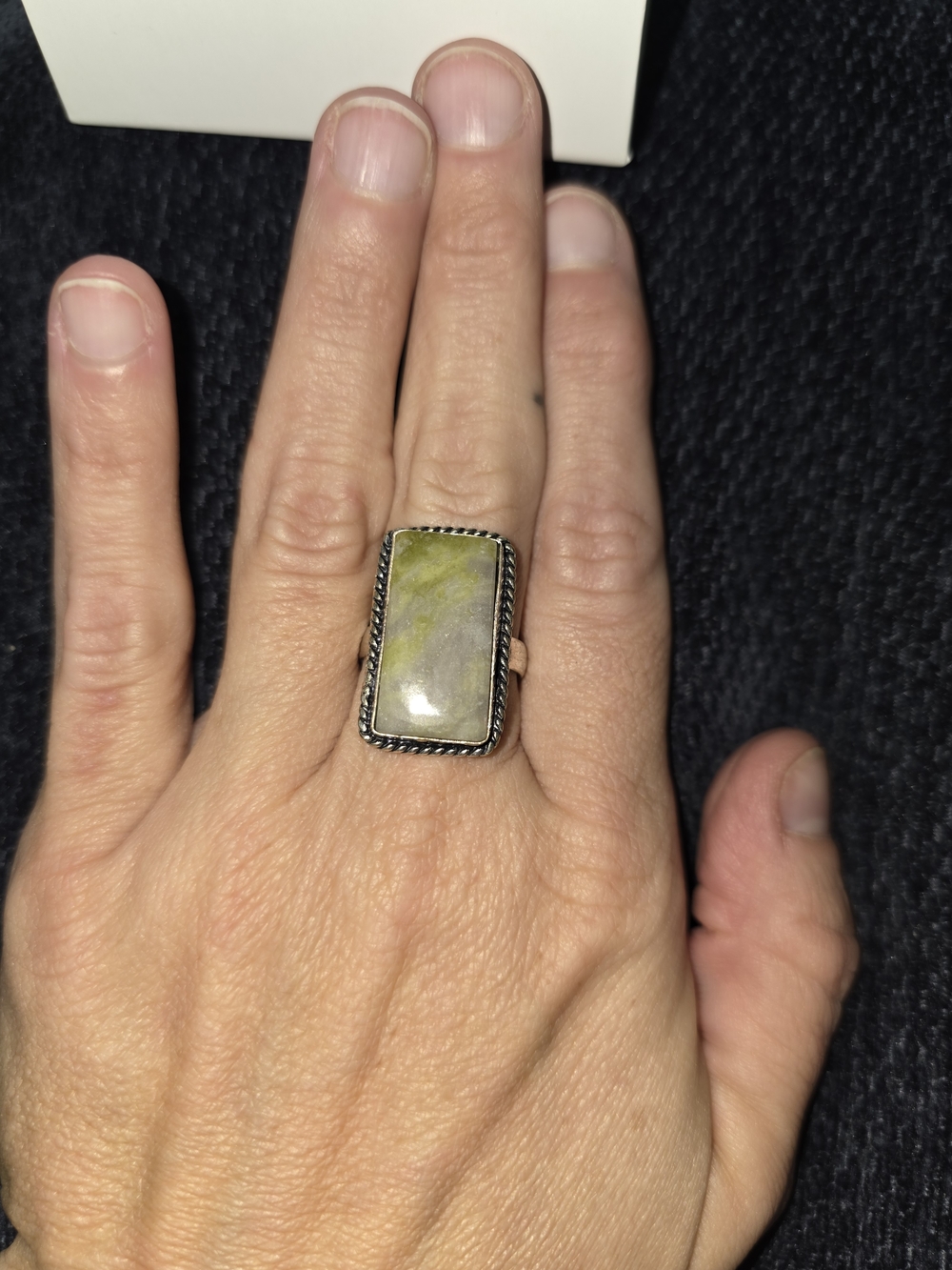 Sterling Silver Coated Rectangular Serpentine Statement Ring-Size 9